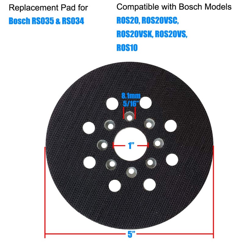 Tockrop 5 in. Hard Hook & Loop Sander Backing Pad for Bosch ROS20VSC, ROS20VSK, ROS20, ROS20VS, ROS10 Random Orbit Sander - Image 2